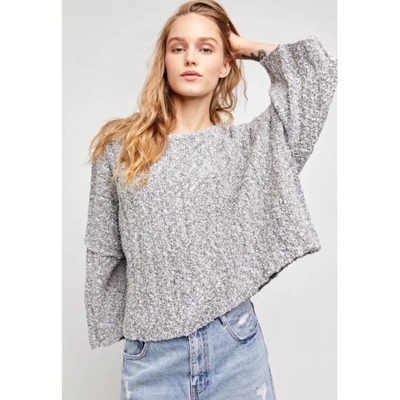NWT Free People Good Day Pullover Sweater - Gray - Picture 4 of 7